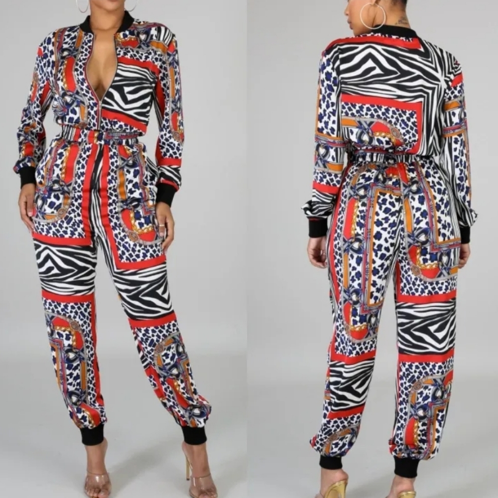 Multi-Colored Animal Print Jumpsuit
